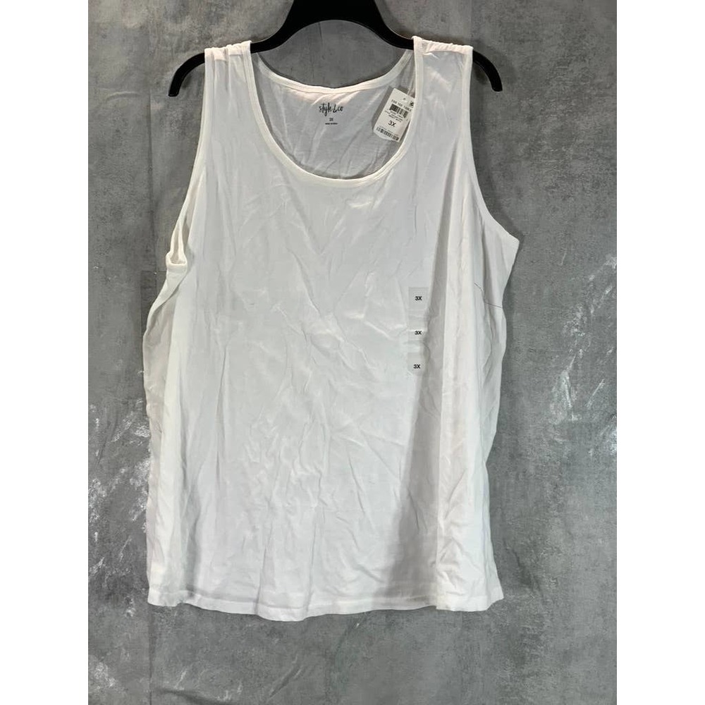 Style & Co Women's Plus Bright White Scoop Neck Cotton Tank Top SZ 3X